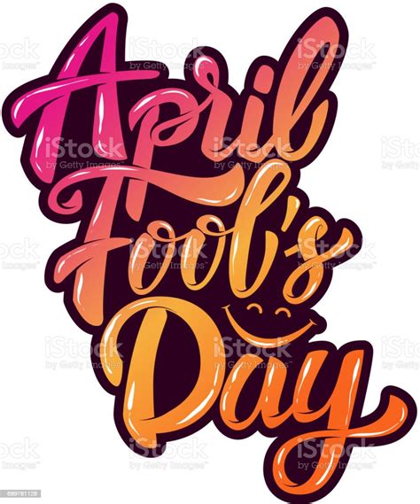 April Fools Day Hand Drawn Lettering Phrase Isolated On White