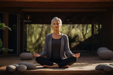 Premium AI Image | Harmonious Serenity A Focused Mature Female Finding