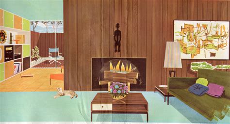 1962 Georgia Pacific Interior Illustration Mid Century Modern Design