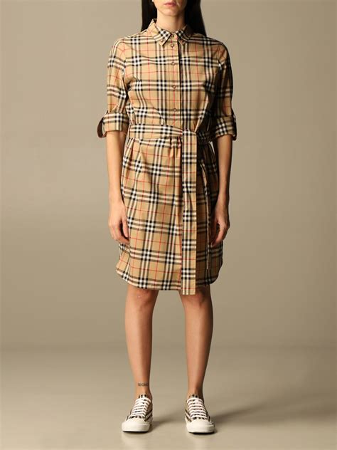 Burberry Shirt Dress In Stretch Cotton With Vintage Check Pattern
