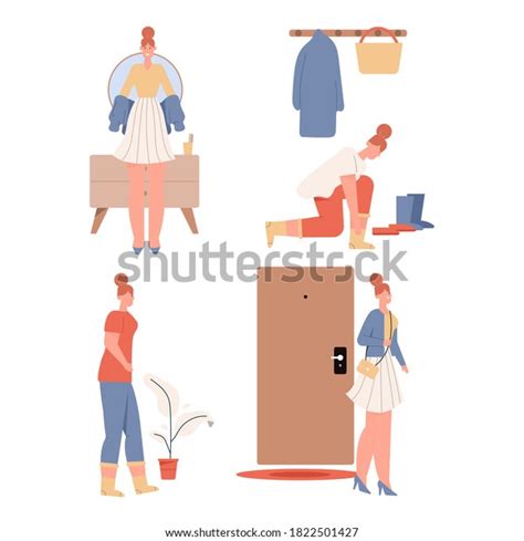 woman getting dressed undressed scenes set stock vector royalty free 1822501427 shutterstock