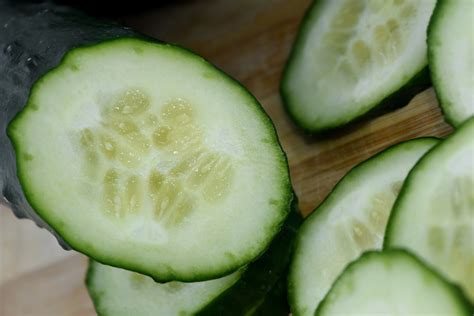 Free Picture Close Up Cross Section Cucumber Diet Food Slices