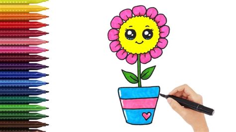Como Dibujar Una Flor Kawaii Paso A Paso Dibujos Fáciles Para Niños