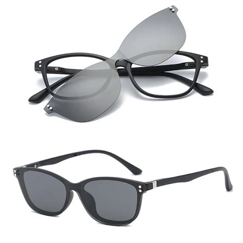Fashion Men Tr90 Sun Glasses Frame Magnetic Clip On Polarized Lens Frame Glasses Dual Purpose