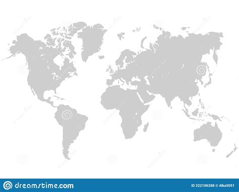World Map In Grey Color On White Background Stock Vector Illustration