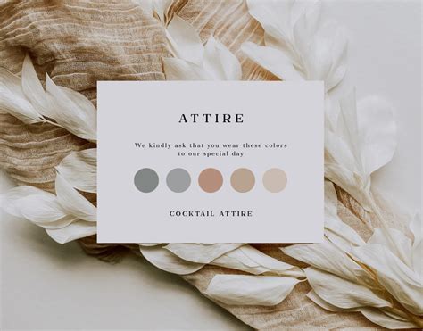 Dress Code Wedding Attire Card Template Wedding Color Palette Etsy