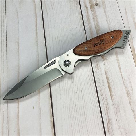 Personalized Wood Handle Folding Pocket Knife Tsforyounow