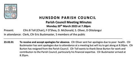 Hunsdon Parish Council Meeting March 20 2023 Hunsdon Village Web