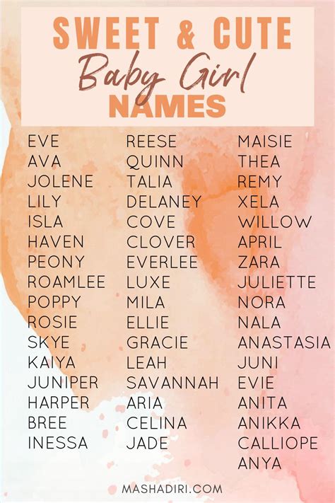 Uncommon Unique Cute Baby Girl Names For