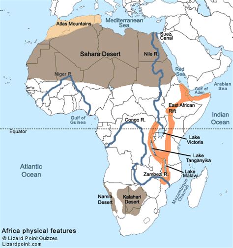 Africa Physical Map Labeled Map Of Africa