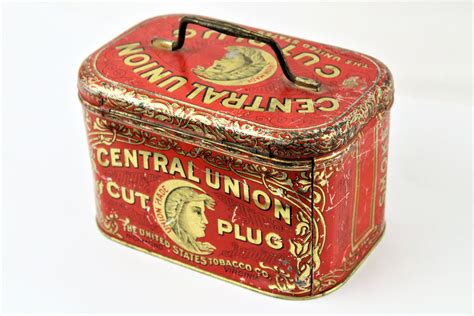 1910 Vintage Central Union Cut Plug Tobacco Tin Agrohortipbacid