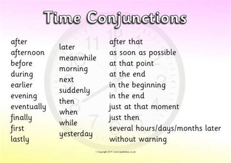 Linker words or word connectors are used to link large groups of words: Time Connectives/Conjunctions Word Mats (SB11831) - SparkleBox