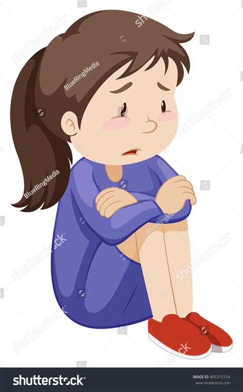 Sad Girl Sitting Alone Illustration Stock Vector 405315154 Shutterstock