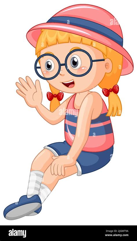 Cute Girl Wearing Glasses Cartoon Character Illustration Stock Vector Image And Art Alamy