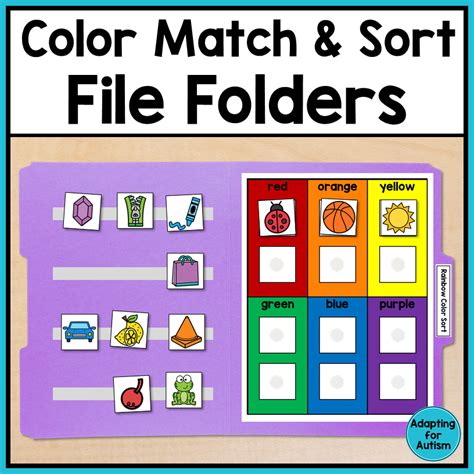 Color File Folder Games For Preschool Matching And Sorting Autism