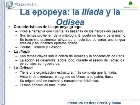 Epopeya Griega Características Autores Temas Y Personajes