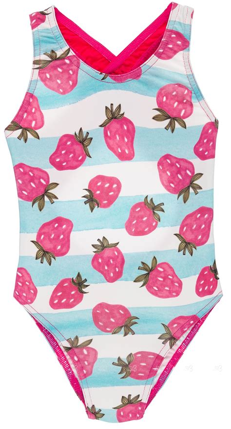 Maricruz Moda Infantil Girls Light Blue And Pink Strawberry Print