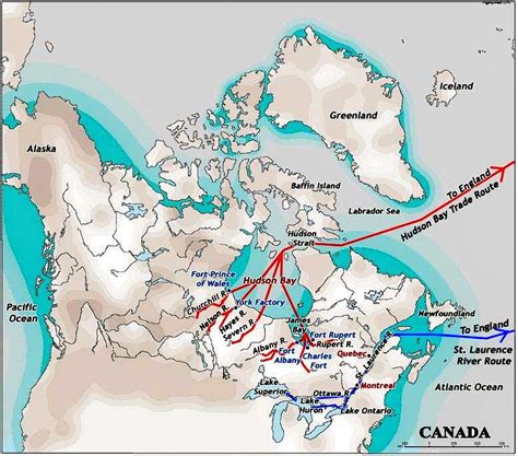 Hudsons Bay Co Trade Routes In The Canadian Bay Of The Same Name