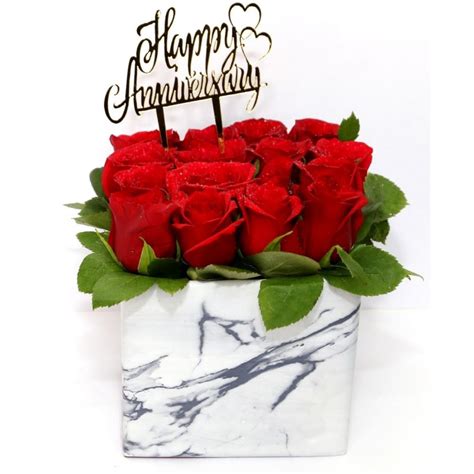 Order Anniversary Special Red Roses Box Bouquet Blooms Only