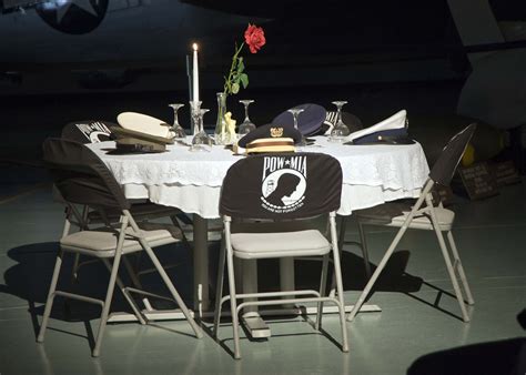 A missing man table, also known as a fallen comrade table, is a ceremony and memorial that is set up in military dining facilities of the united states armed forces and during official dining functions, in honor of fallen, missing, or imprisoned military service members. Missing man table | Military Wiki | Fandom