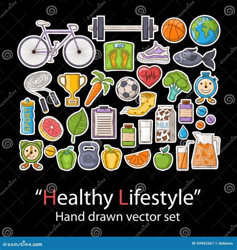Healthy Lifestyle Badges Patch Fashion Collection Stock Vector