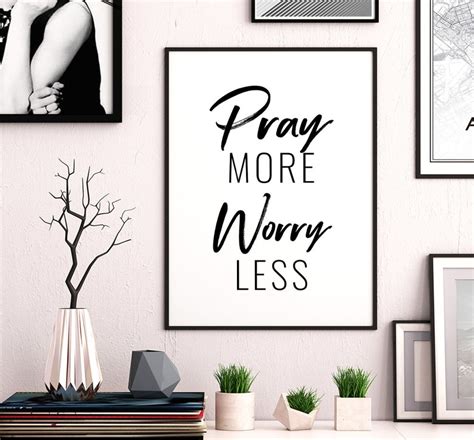 Pray More Worry Less Printable Art Bible Verse Wall Art Etsy