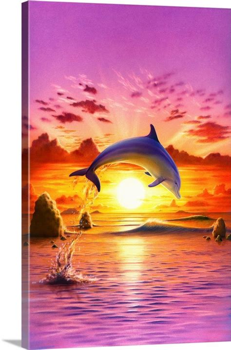 Day Of The Dolphin Sunset Dolphin Painting Dolphin Art Ocean
