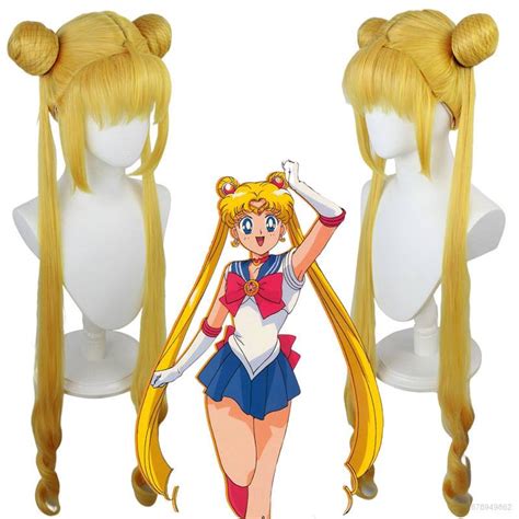 Hobby Sailor Moon Cosplay Wig Tsukino Usagi Women Man 105cm Long Yellow