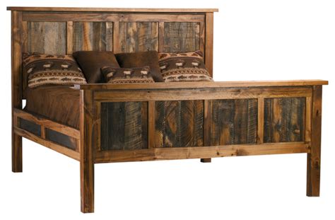 Wyoming Collection Reclaimed Barnwood Bed King Size Rustic Panel