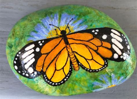 Monarch Butterfly Painted Rock In 2021 Painted Rock Animals Painted