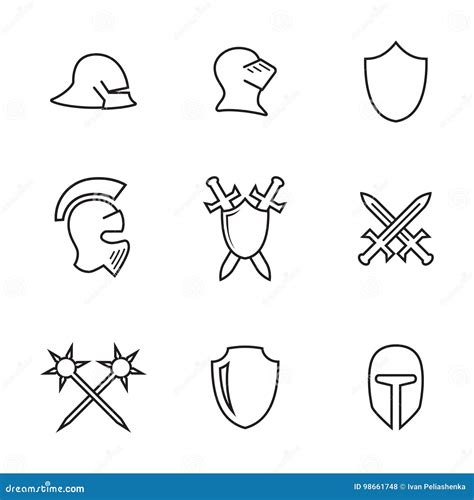 War Symbol Icons Set Stock Illustration Illustration Of Shielding