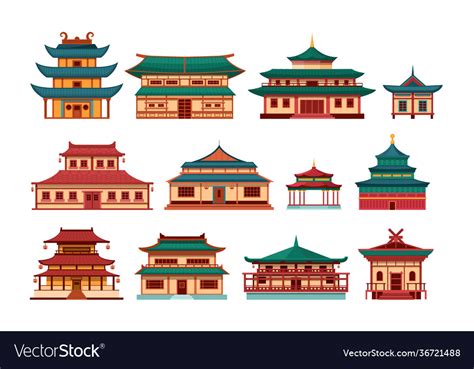 Traditional Chinese Buildings Asian Architecture Vector Image