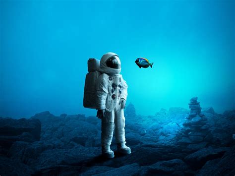 Astronaut in the ocean extended mix — michael ford, ozlig feat. Download wallpaper 1600x1200 astronaut, underwater, fish ...