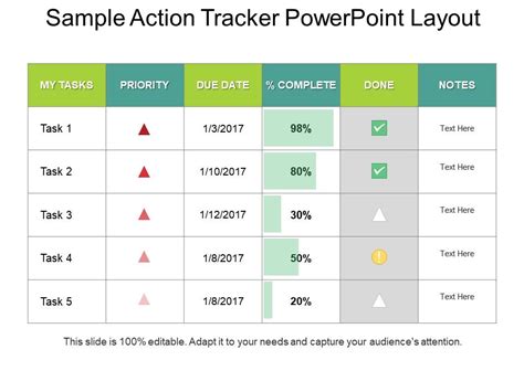 Sample Action Tracker Powerpoint Layout Powerpoint Presentation