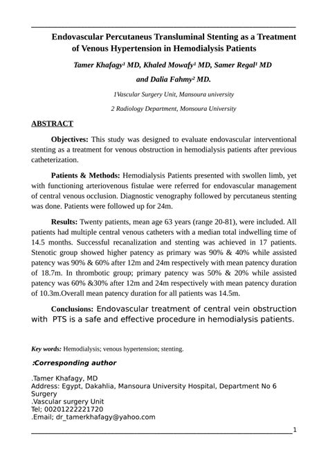 PDF Endovascular Percutaneus Transluminal Stenting As A Treatment Of