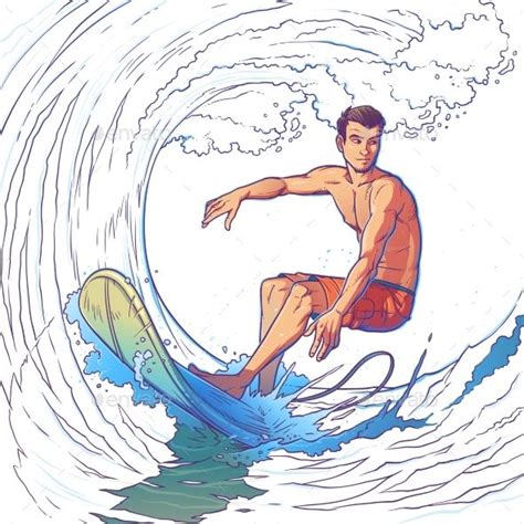 Vector Illustration Of A Surfer In 2021 Surf Drawing Surfer Art