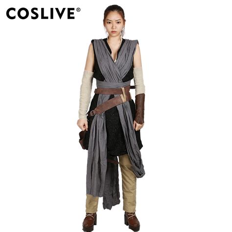 Coslive New Updated Vision Star Wars 8 Rey Cosplay Costume Star Wars 8