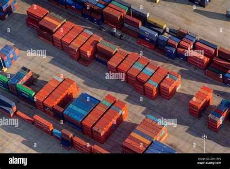 Aerial View Of Intermodal Freight Container And Cargo Operations At