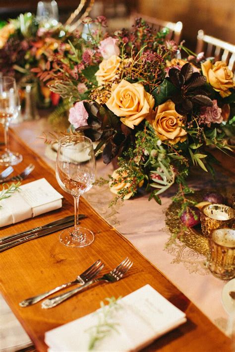 Gold Rose And Fall Foliage Centerpieces