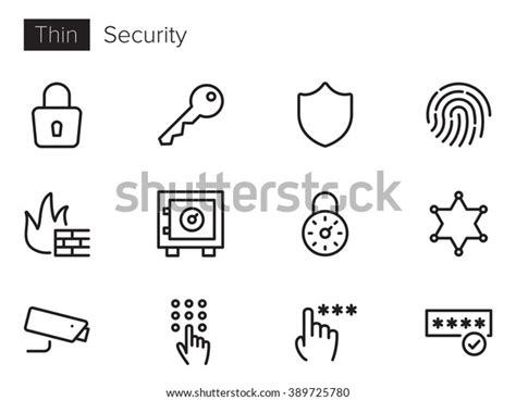 Security Vector Icons Set Thin Line Stock Vector Royalty Free