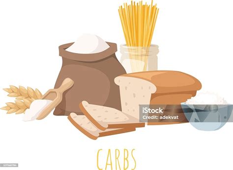 Ilustración De Carbohidratos Alimentos Ilustración De Vectores Y Más