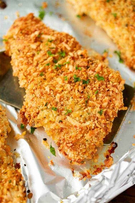 It's extraordinarily moist, the great taste of parmesan, and a little crunchiness. Crispy Parmesan Crusted Chicken (Baked) - Spend With Pennies