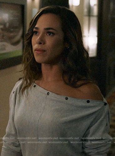 Wornontv Emilys Grey Button Sleeve Sweater On All Rise Jessica