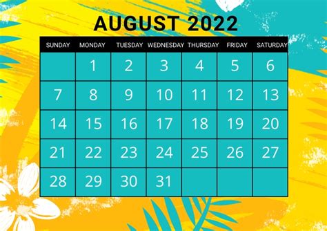 August Calendar Eventschedule Template Postermywall