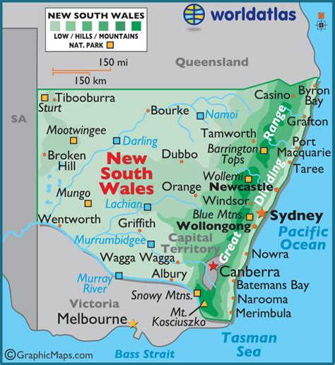 The floral emblem for new south wales is the very unique native flower the waratah (telopea speciosissima). New South Wales Australia Large Color Map
