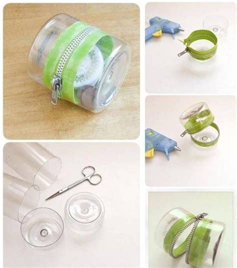 Plastic Bottle Zipper Container Tutorial Plastic Bottle Crafts Diy