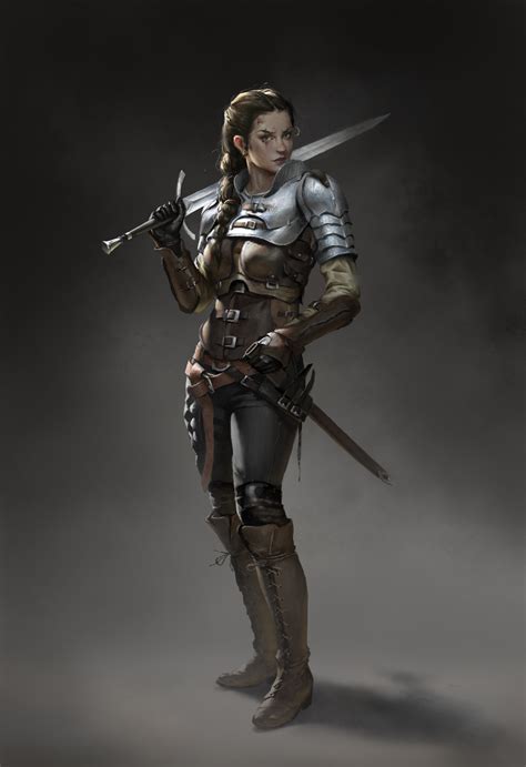artstation 自由佣兵 剑士 ley bowen 张 female armor fantasy female warrior fantasy armor woman
