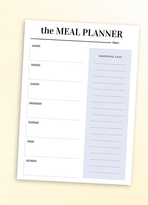 Weekly Meal Planner Template Daily Meal Planner Weekly Menu Planners