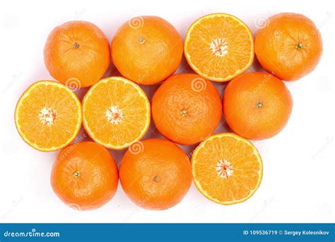 Mandarin Tangerine Citrus Fruit Isolated On White Background Top View