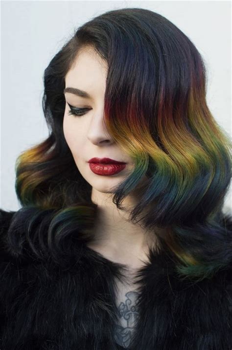 Rainbow Ombré Hair Color Technique With Brunette Roots Photos